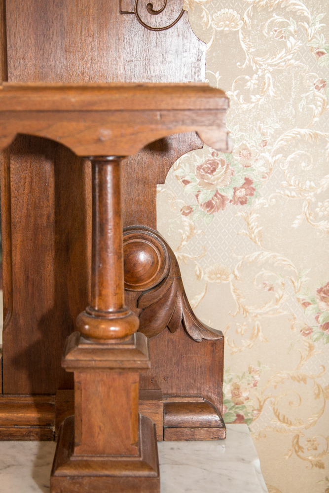 Victorian Marble Topped Walnut Dresser with Mirror