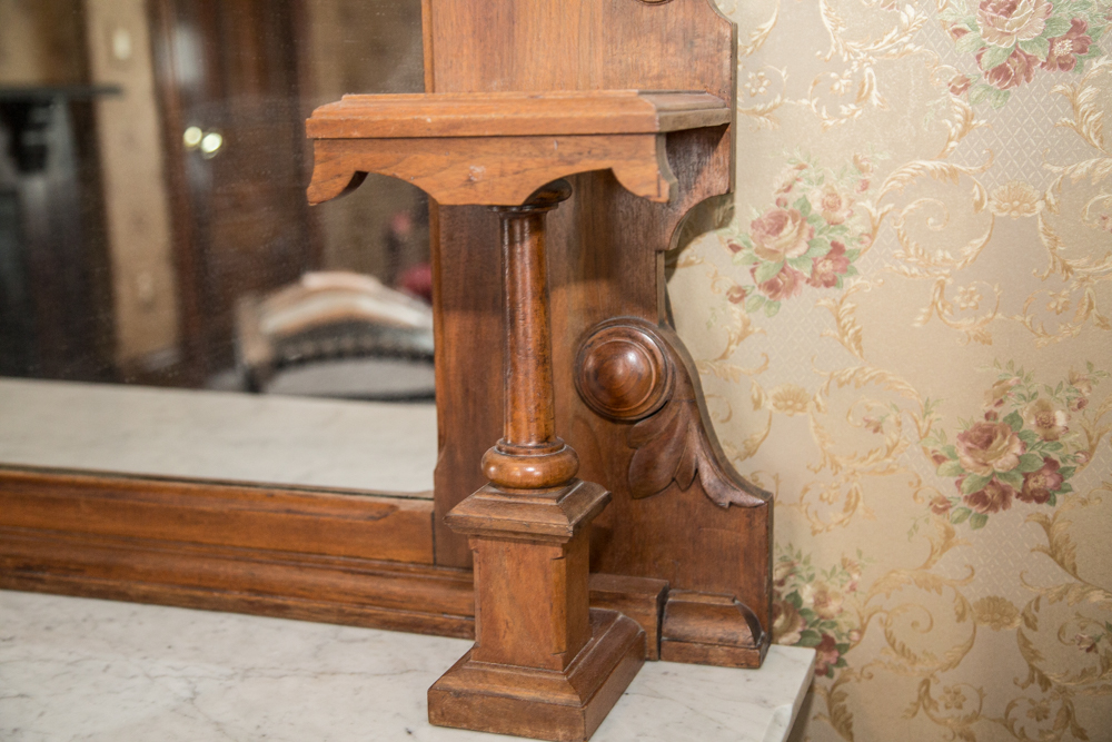 Victorian Marble Topped Walnut Dresser with Mirror