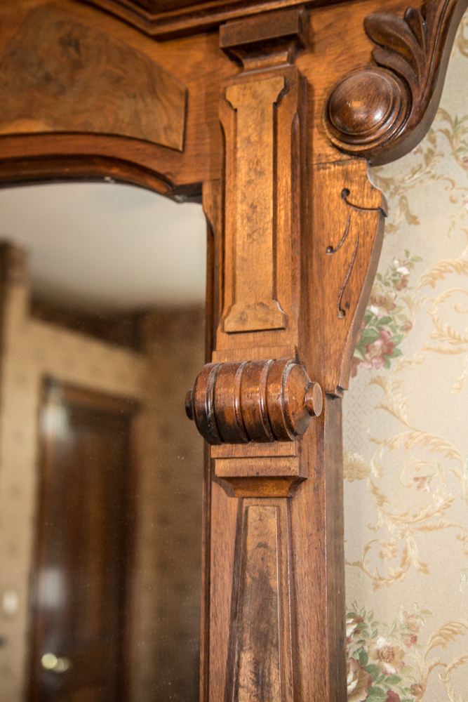 Victorian Marble Topped Walnut Dresser with Mirror