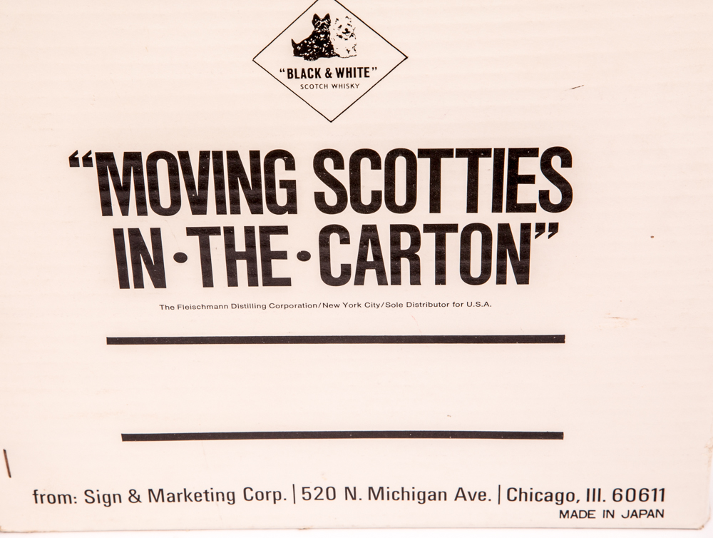 Black & White Scotch Whisky "Moving Scotties In-the-Carton"