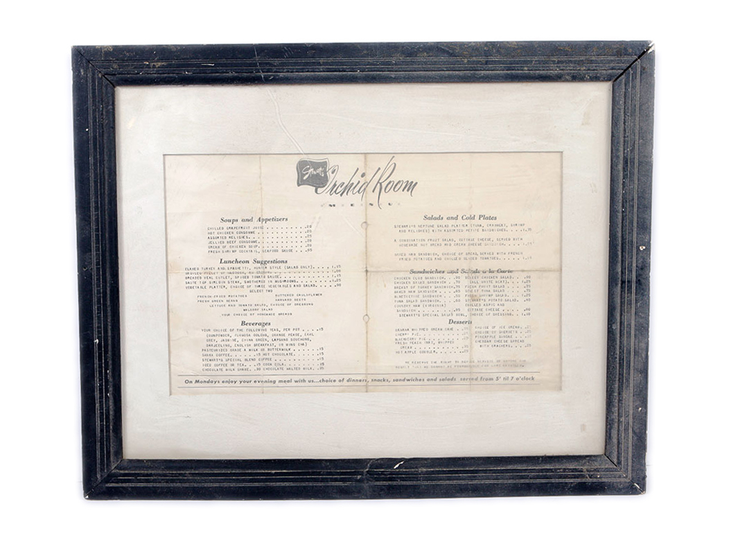 Stewart's Orchid Room Menu