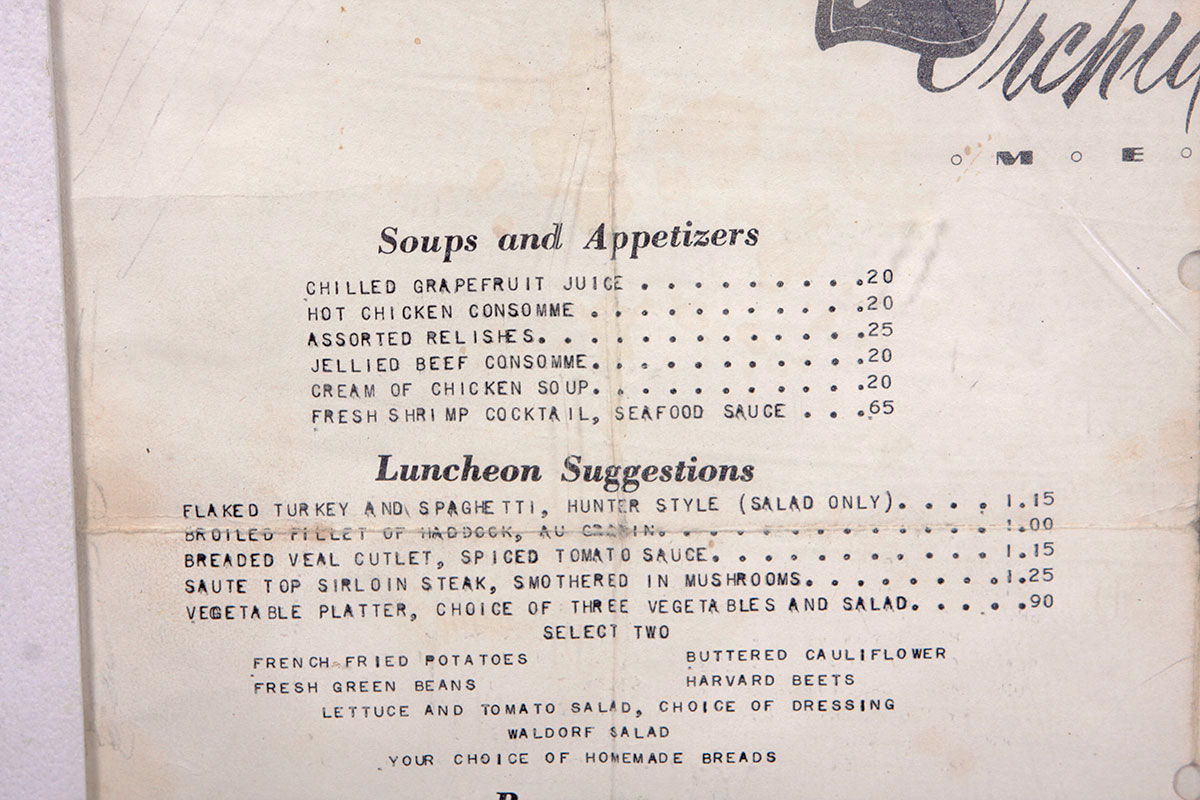 Stewart's Orchid Room Menu