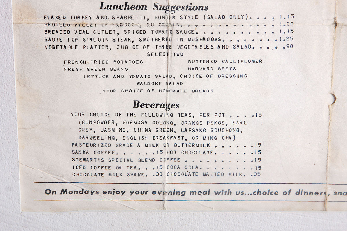 Stewart's Orchid Room Menu