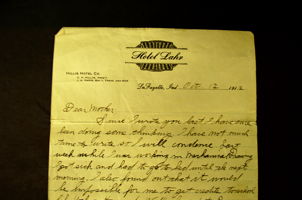 1912 Purdue University Student Letter