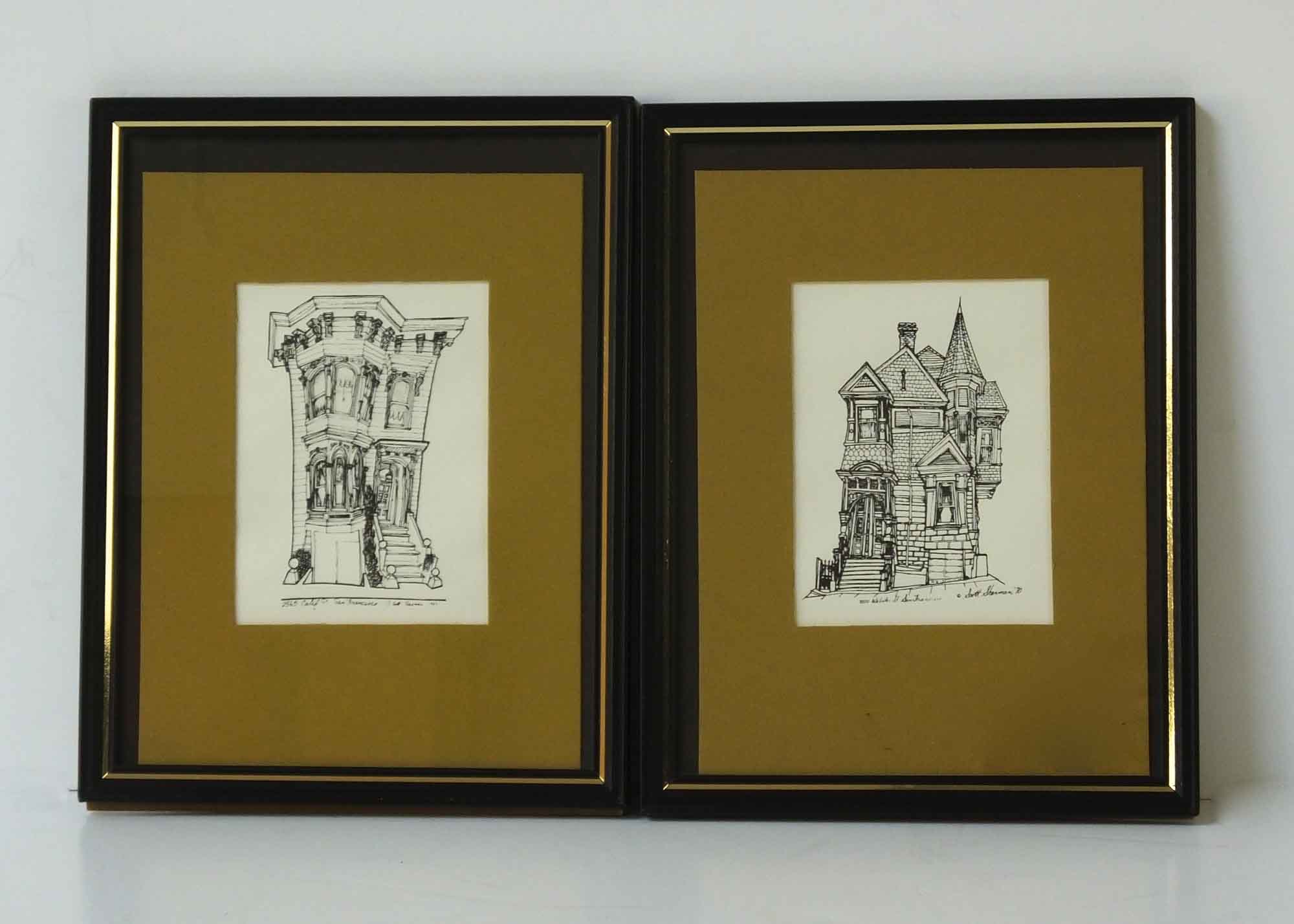 Two Pen and Ink Drawings of San Francisco