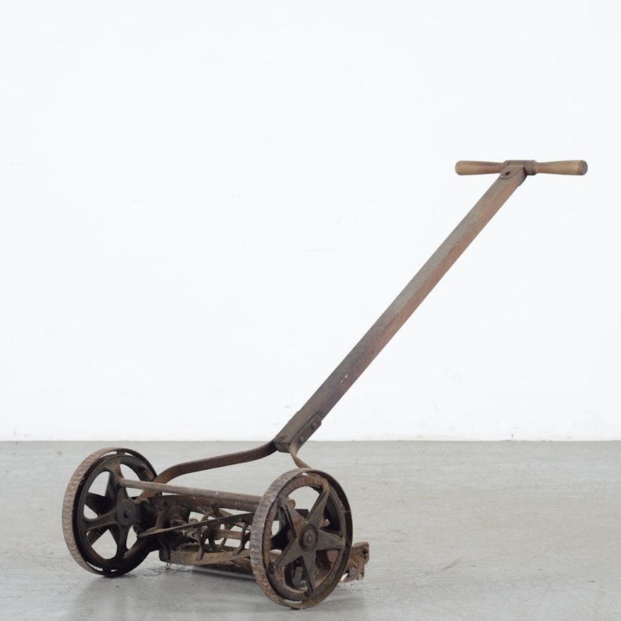 Antique Winston Wooden Reel Push Mower