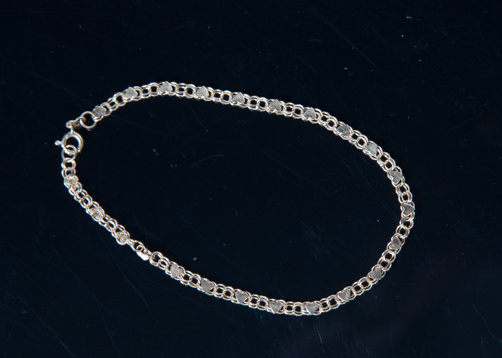 14K Gold Heart Link Bracelet