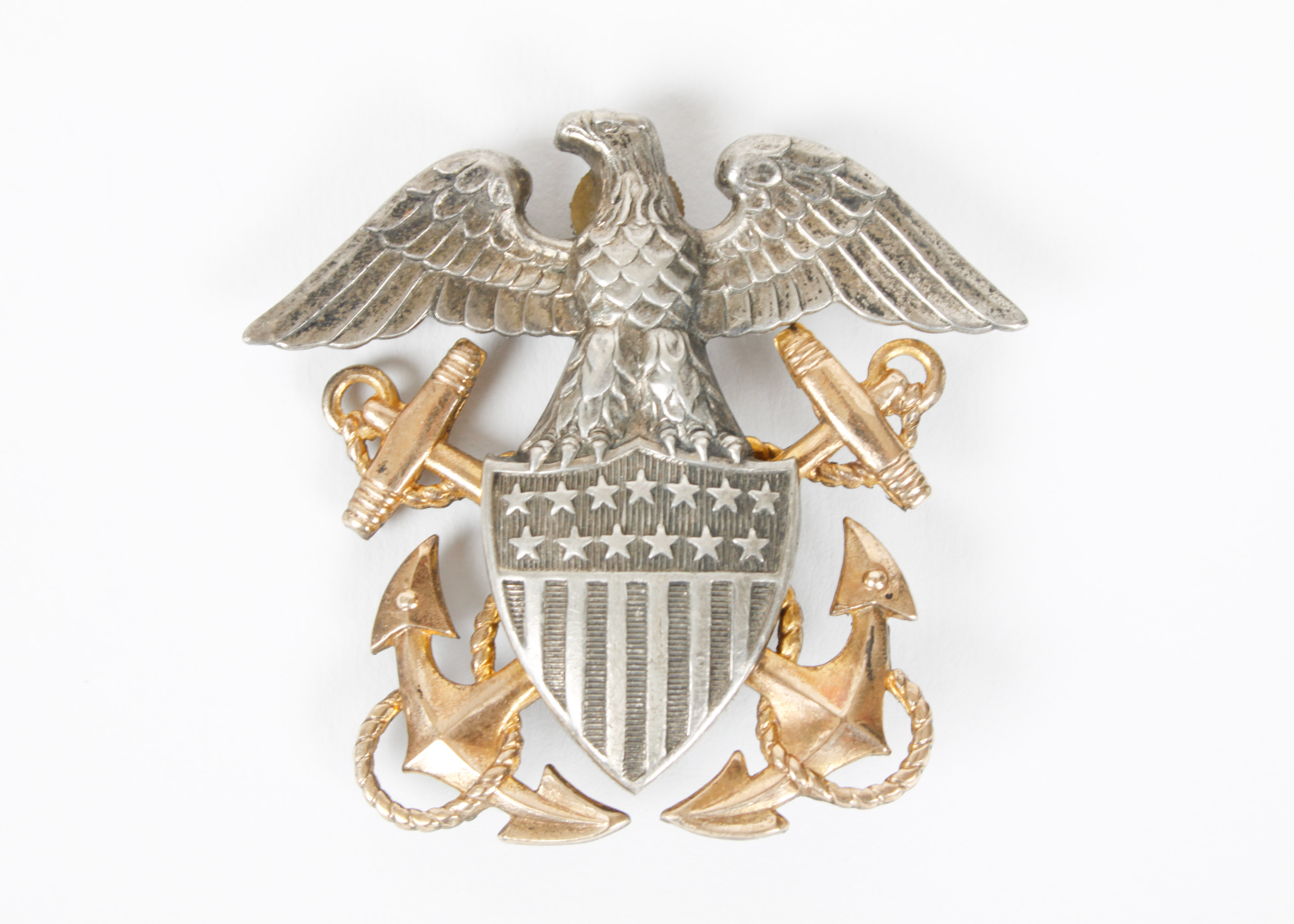 WWII Sterling Silver US Naval Eagle Emblem