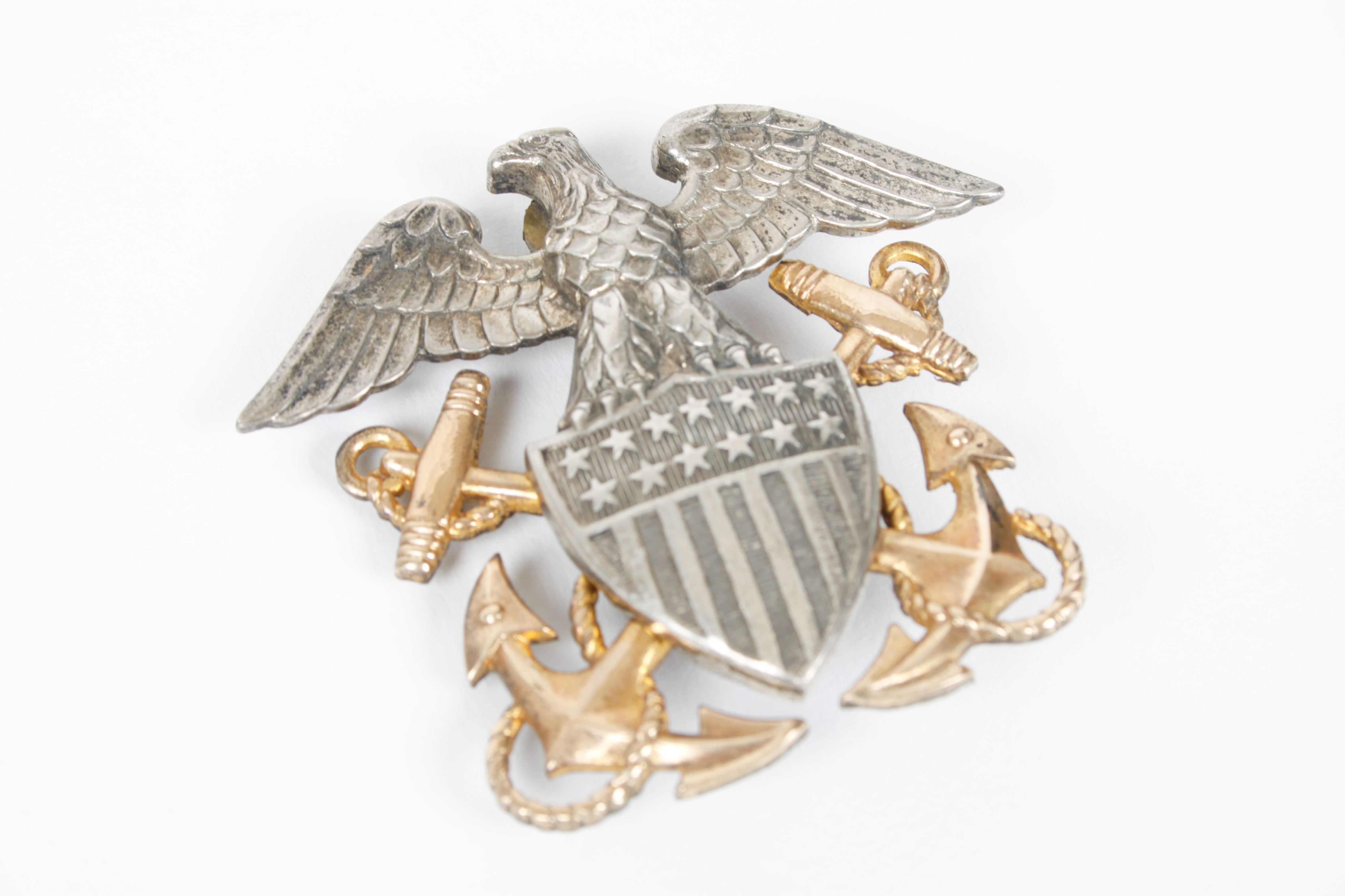 WWII Sterling Silver US Naval Eagle Emblem