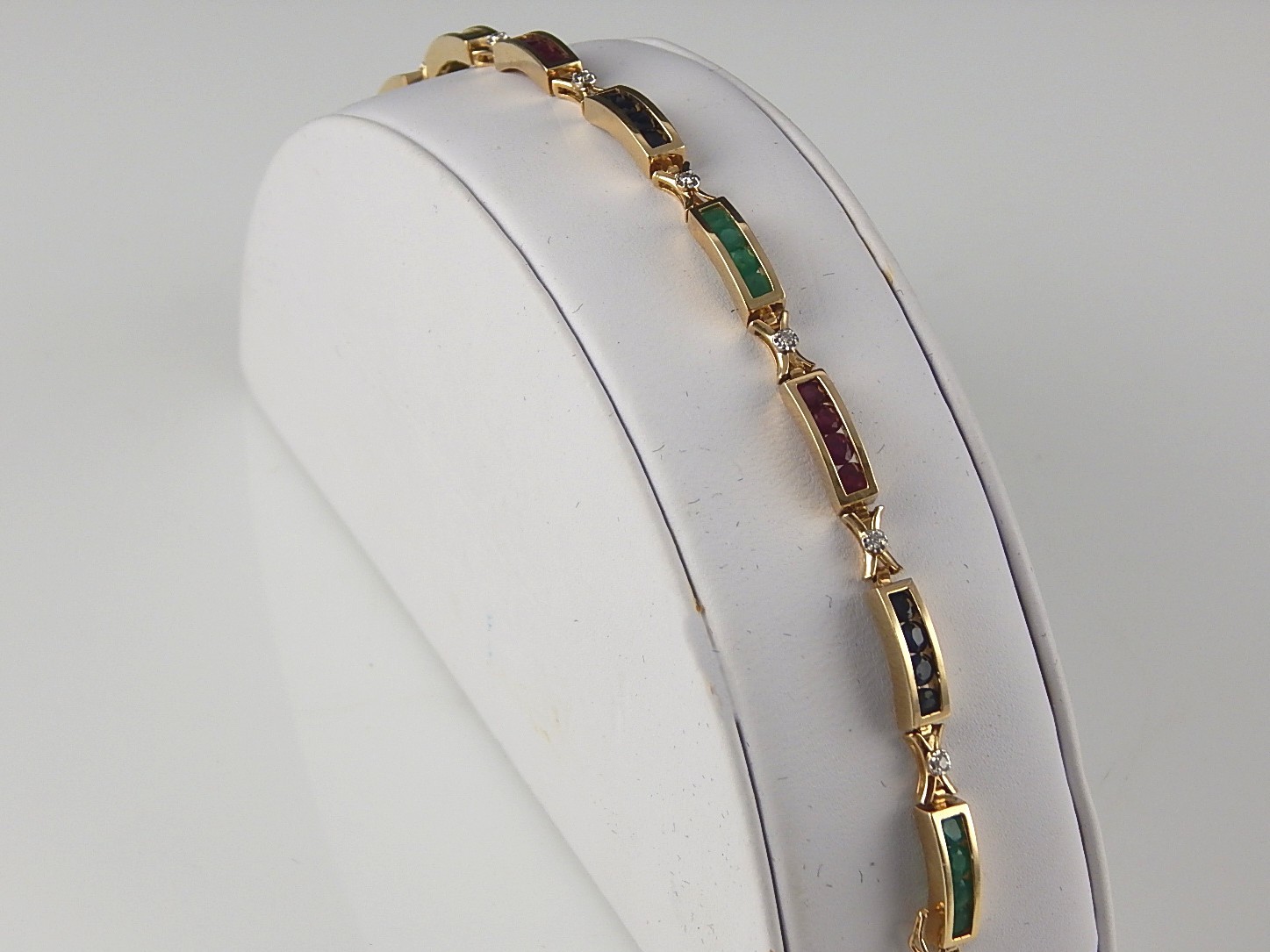 14K Yellow Gold Diamond and Precious Stone Bracelet