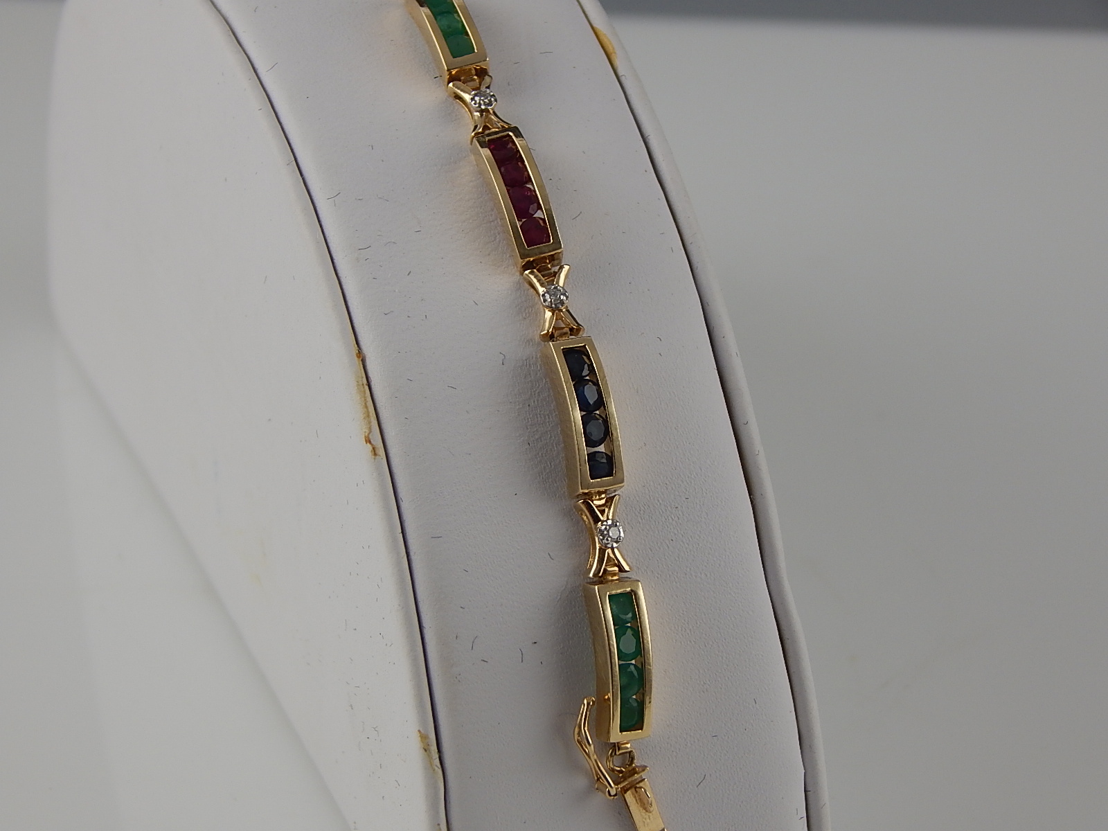 14K Yellow Gold Diamond and Precious Stone Bracelet