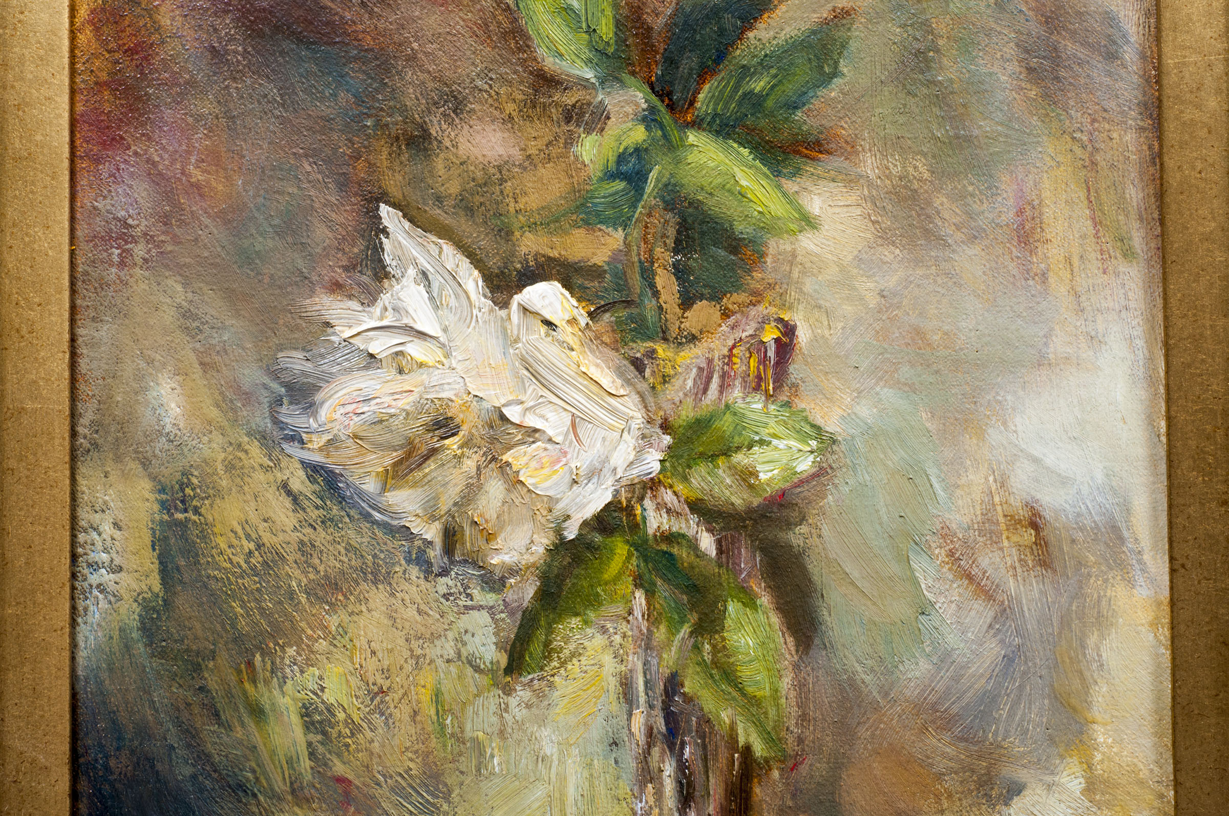Lisa Beaman "One White Rose" Oil on Canvas
