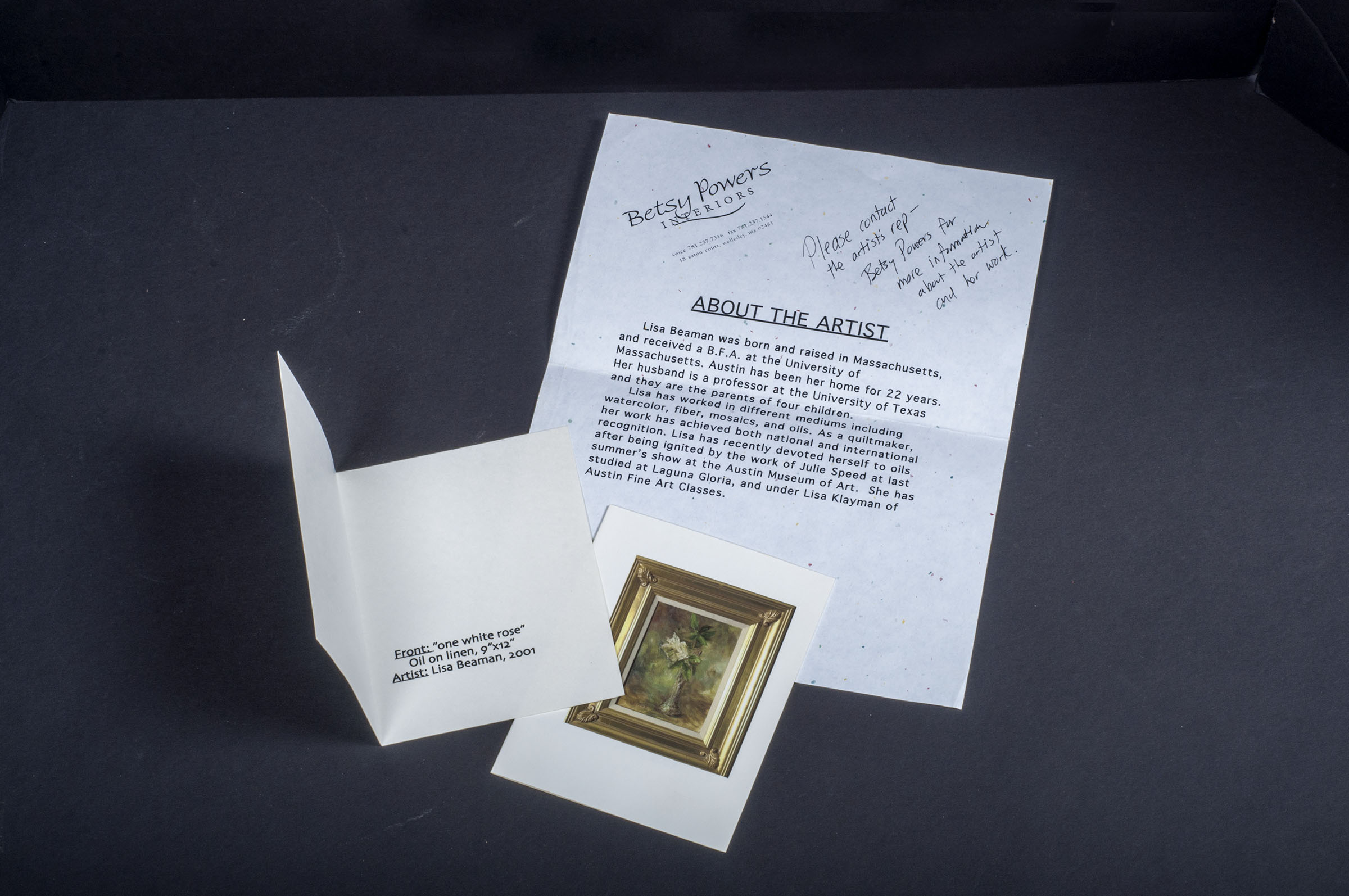 Lisa Beaman "One White Rose" Oil on Canvas