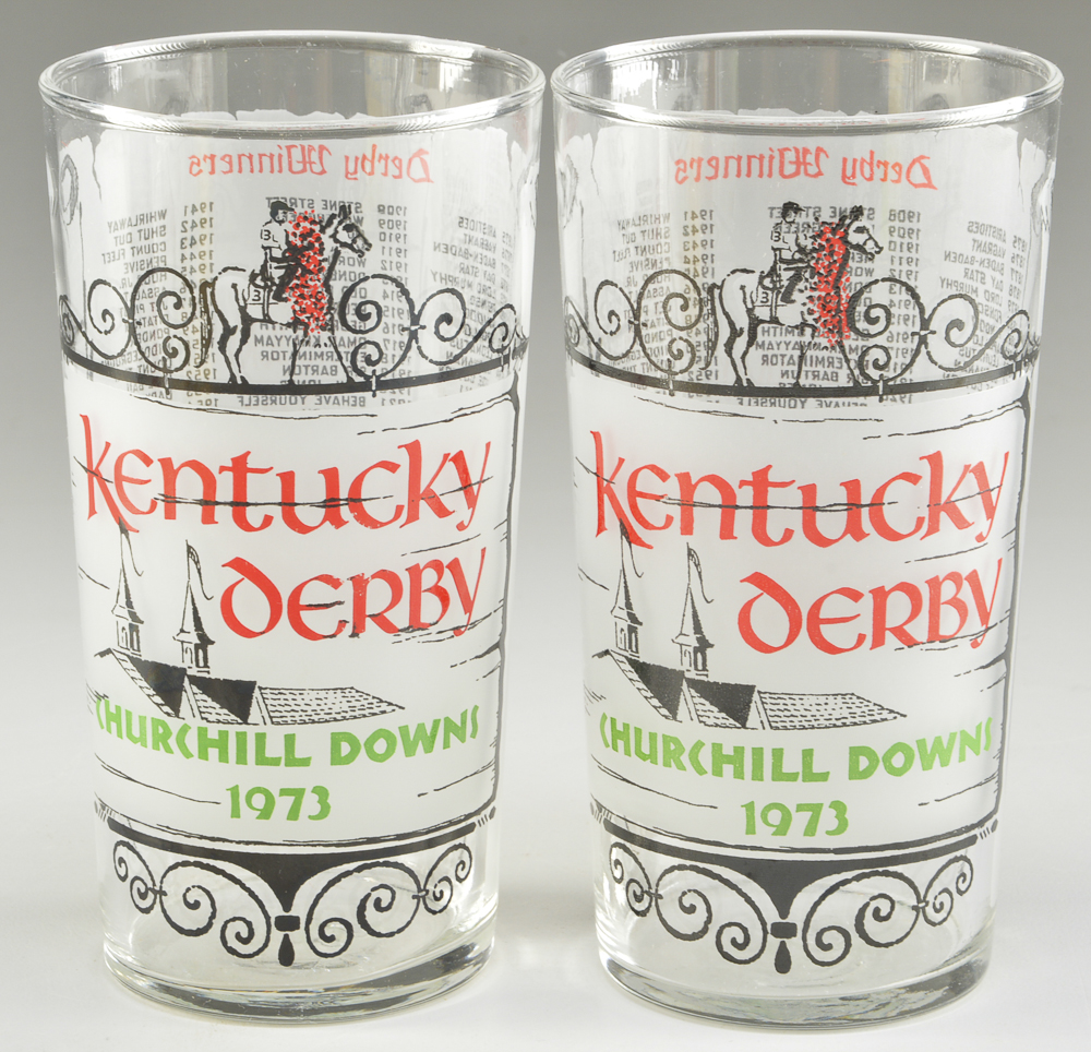 1972, 1973, 1975, 1986 Kentucky Derby Glasses