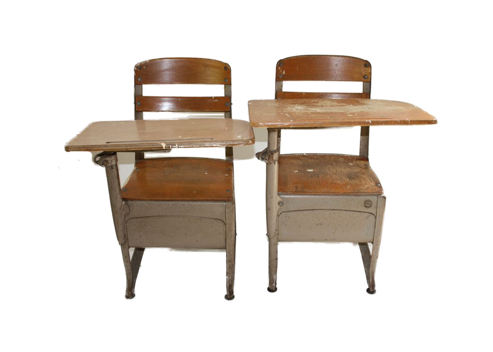 Pair of Vintage School Desks