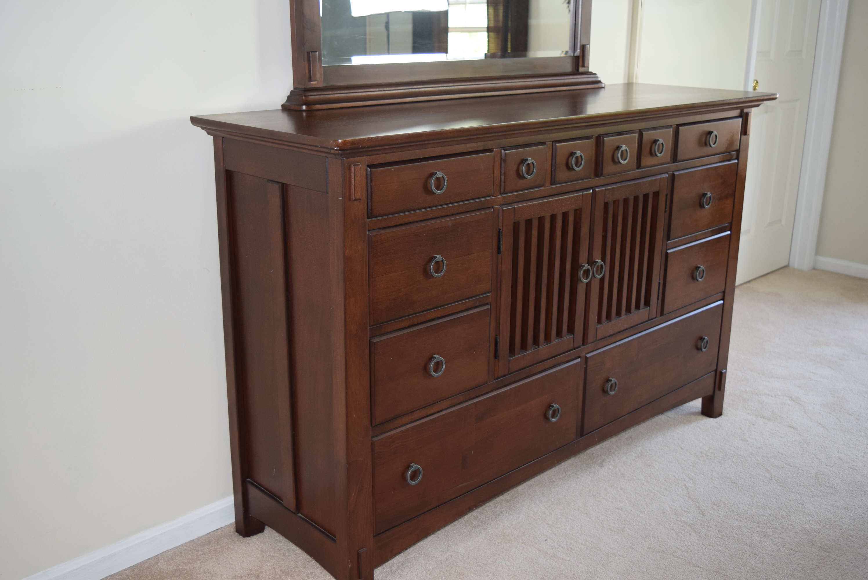 American Signature Arts and Crafts Bedroom Dresser and Mirror