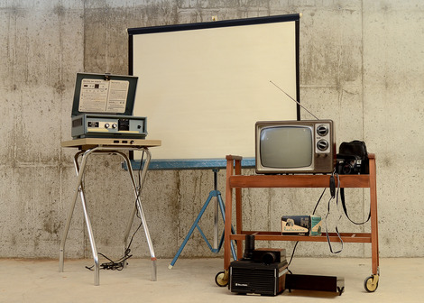 Vintage Projector Screen, Slide Projector and More