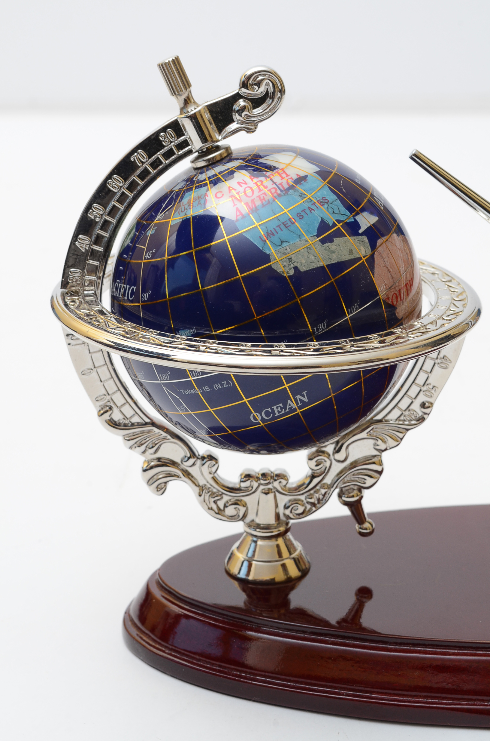 Gemstone Globe and Pen Desk Set