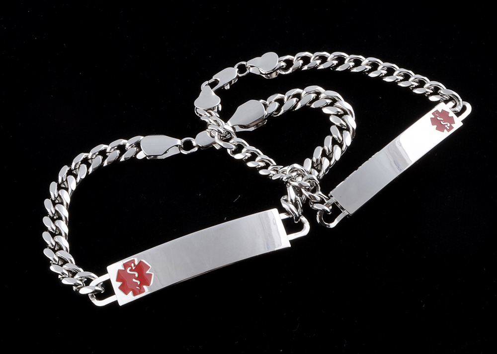 Two Kelly Waters Rhodium Plated Medical Alert Bracelets