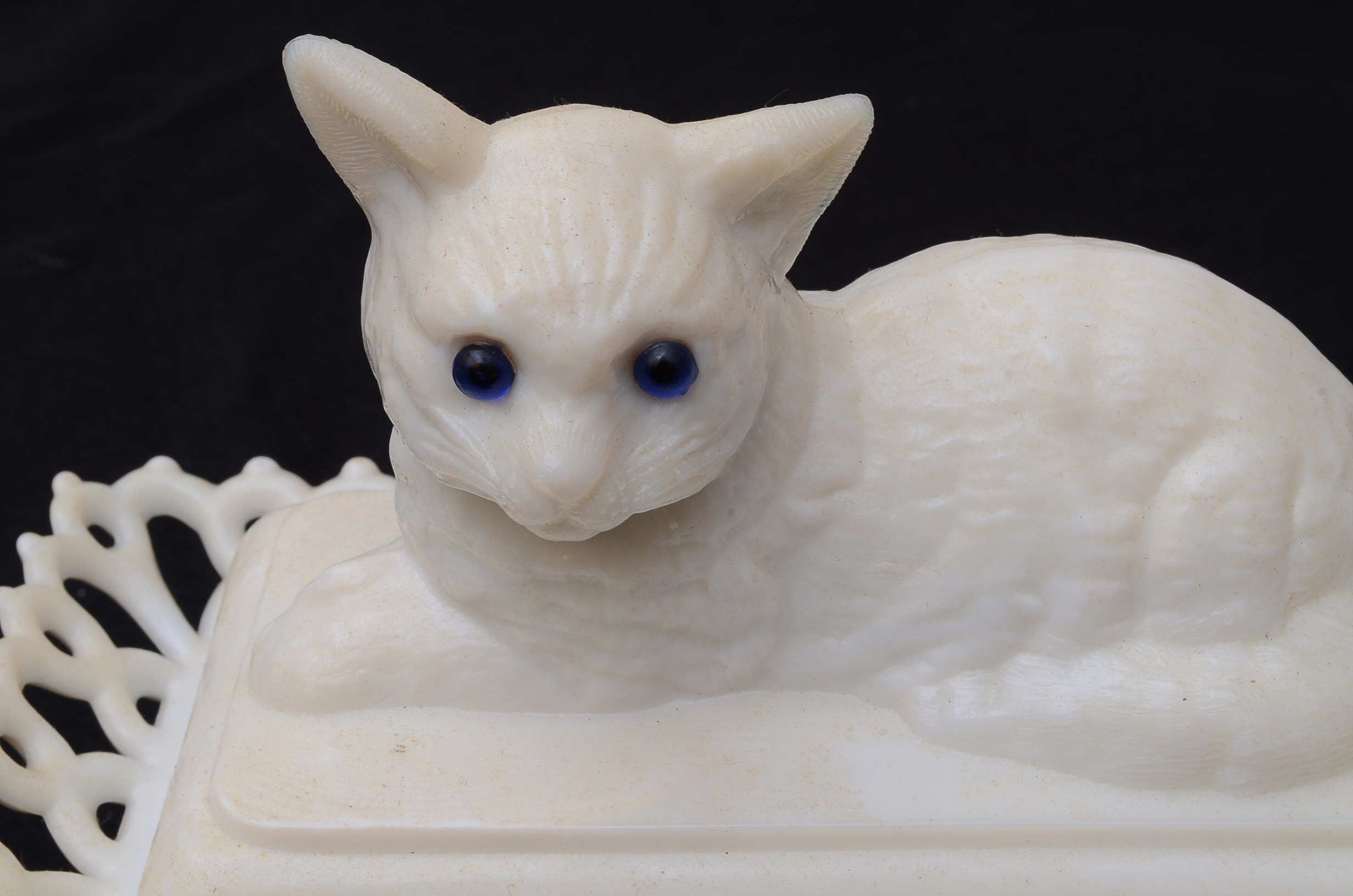 Westmoreland Milk Glass Cat Butter Dish