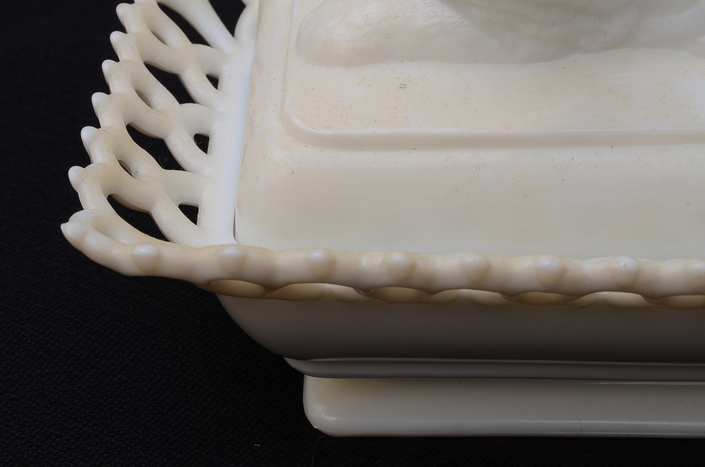 Westmoreland Milk Glass Cat Butter Dish