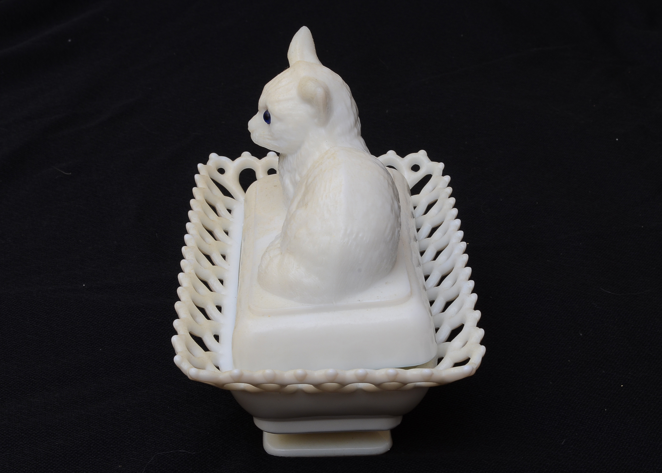 Westmoreland Milk Glass Cat Butter Dish