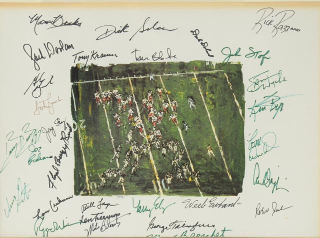 Multi-Signed Le Roy Neiman Matted And Framed Football Print
