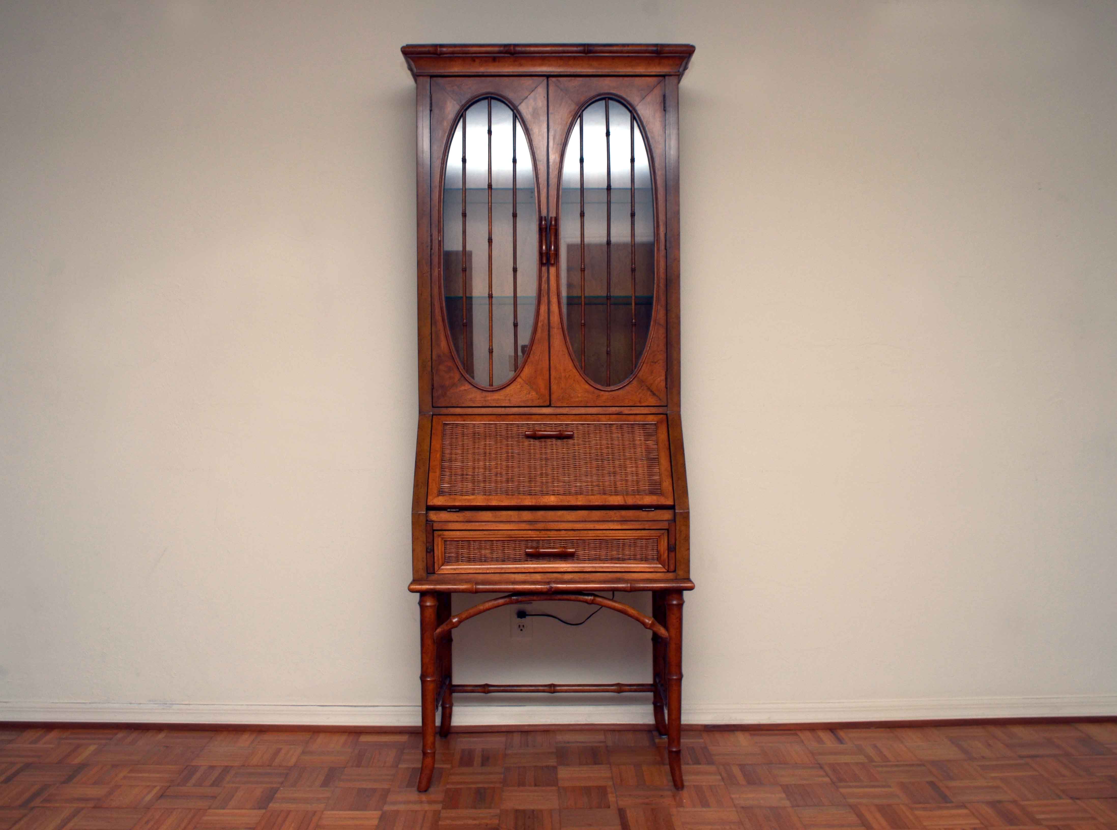 Bamboo and Rattan Style Secretary Desk