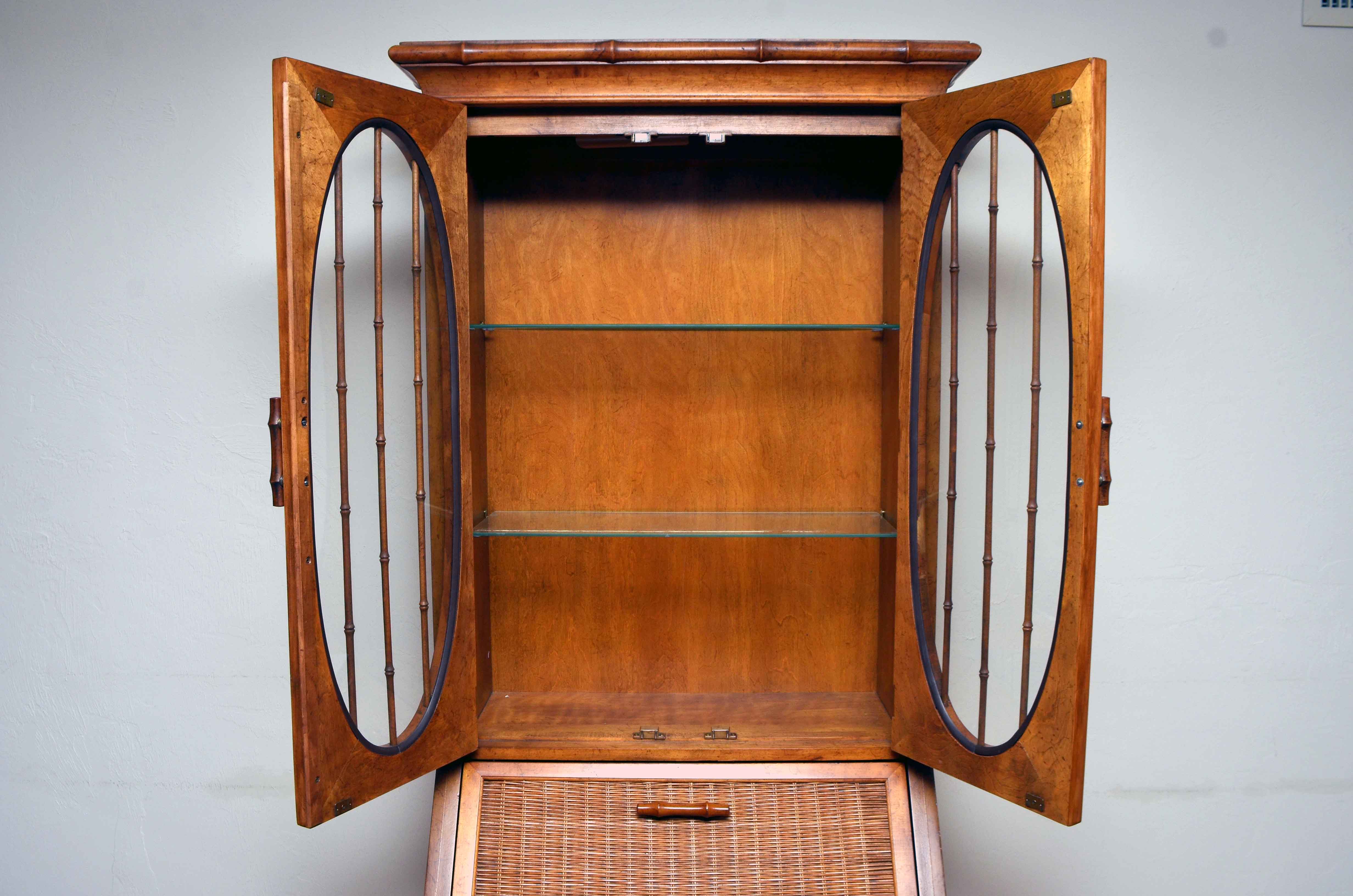 Bamboo and Rattan Style Secretary Desk