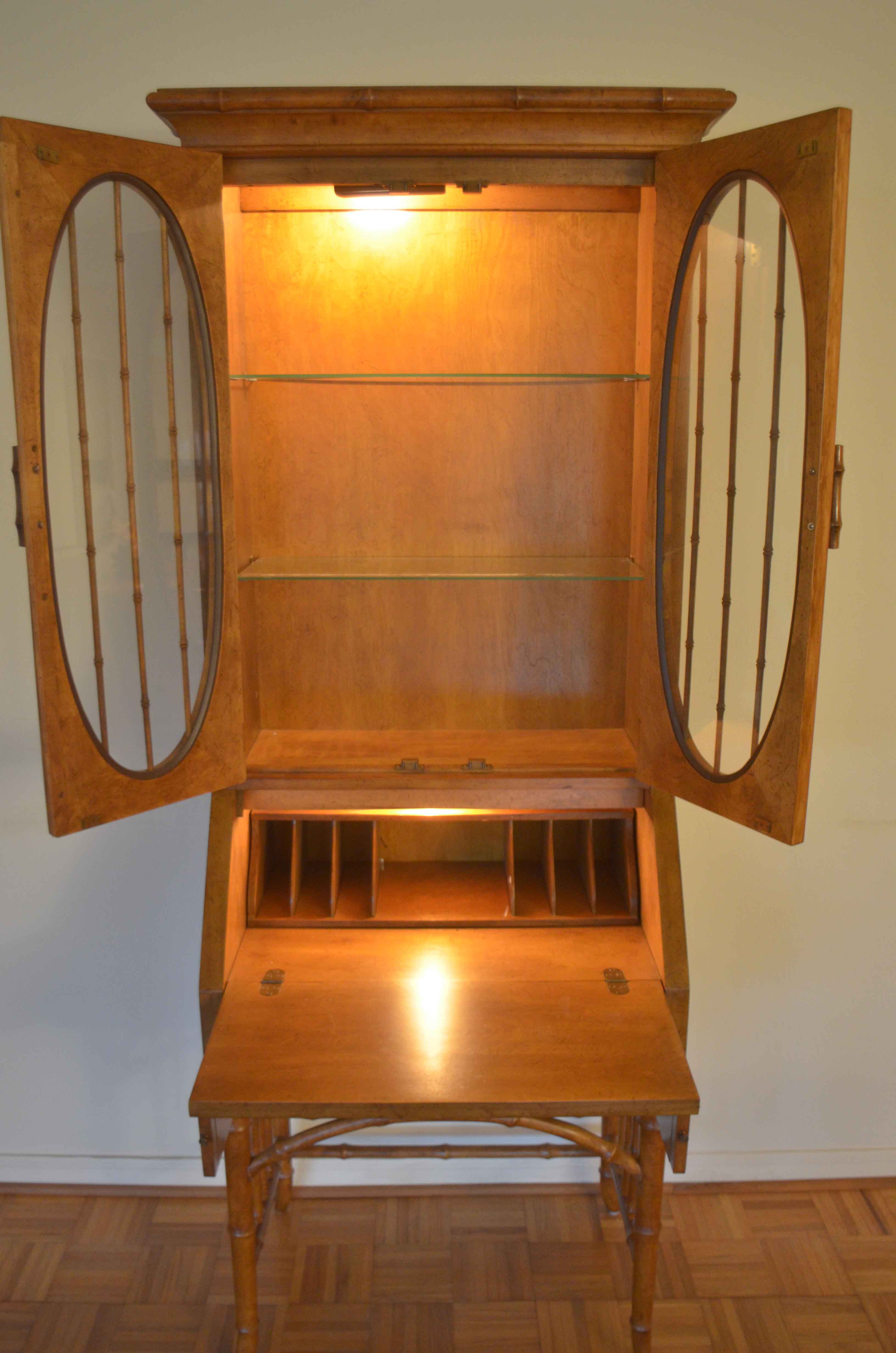 Bamboo and Rattan Style Secretary Desk