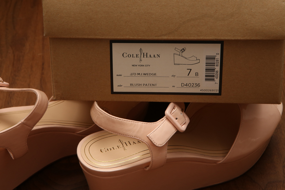 New-with-Box Patent Cole Haan Wedges in Blush