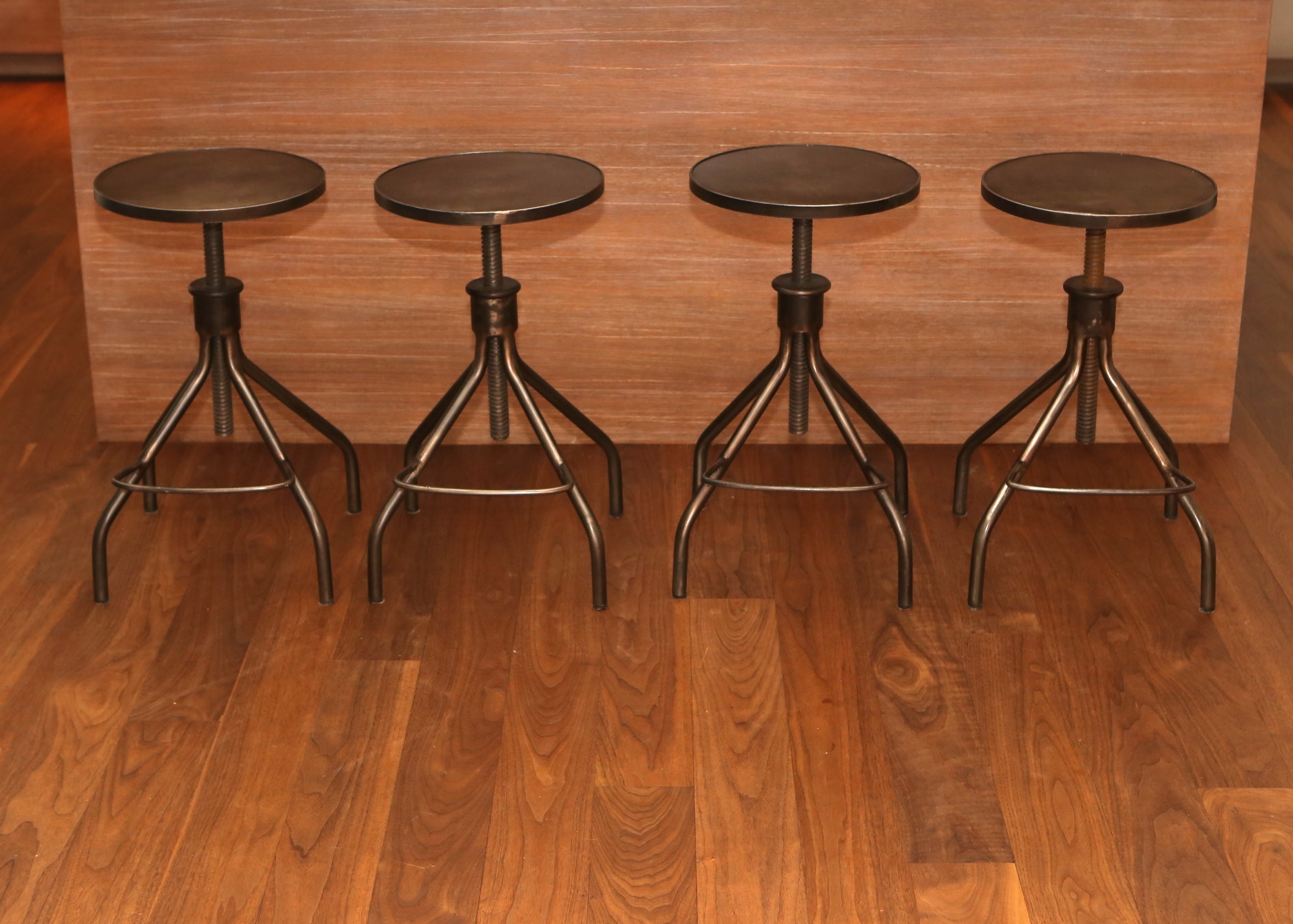 Four Steel Bar Stools from ABC Carpet & Home