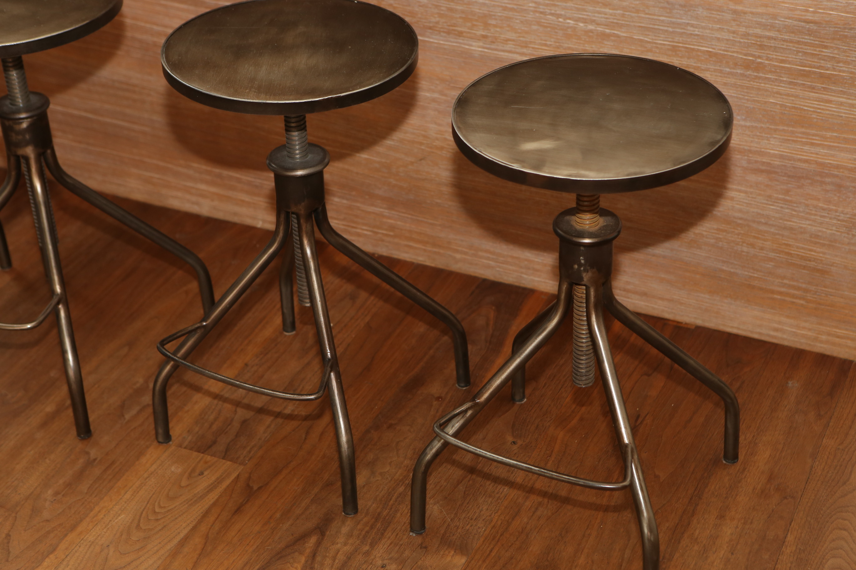 Four Steel Bar Stools from ABC Carpet & Home