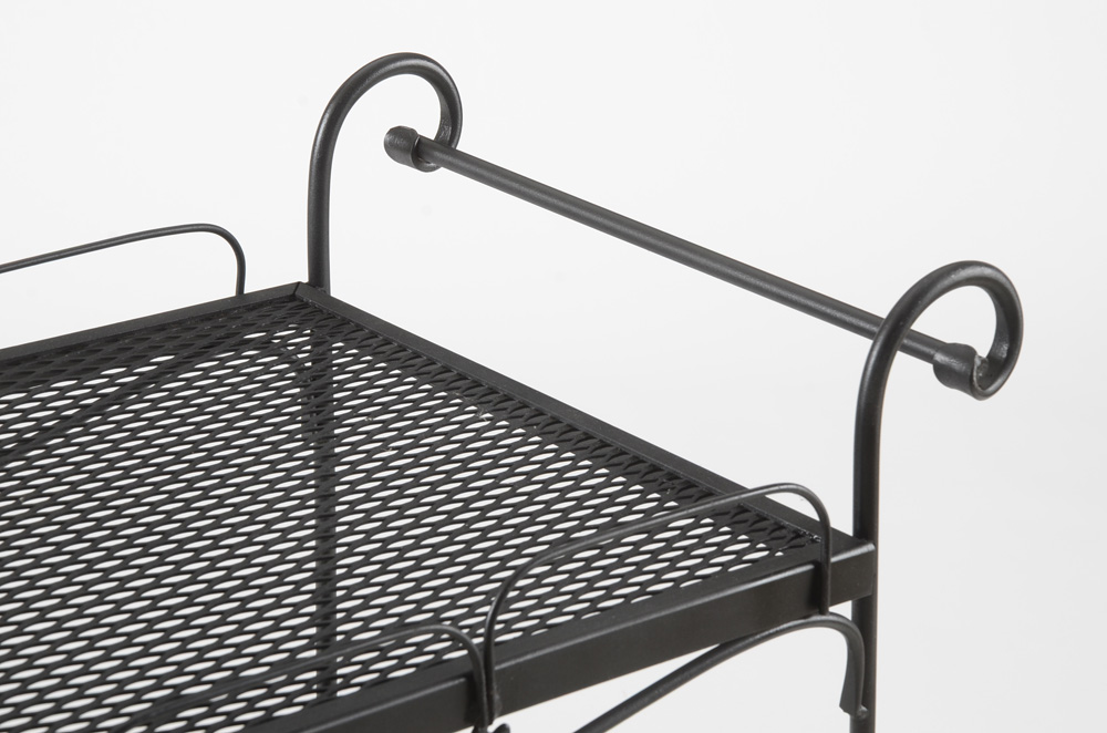 Circa 1975 Woodard Black Wrought Iron Tea Cart