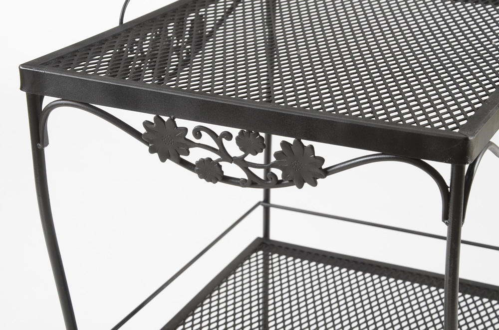 Circa 1975 Woodard Black Wrought Iron Tea Cart