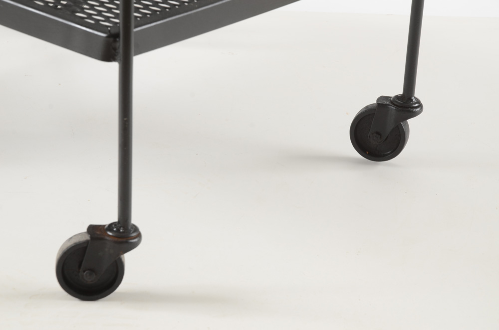 Circa 1975 Woodard Black Wrought Iron Tea Cart