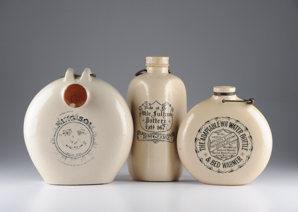Three Stoneware Hot Water Bottles