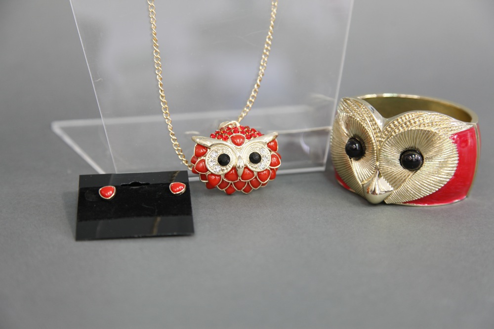 Jewelry with Browns, Golds and Owls