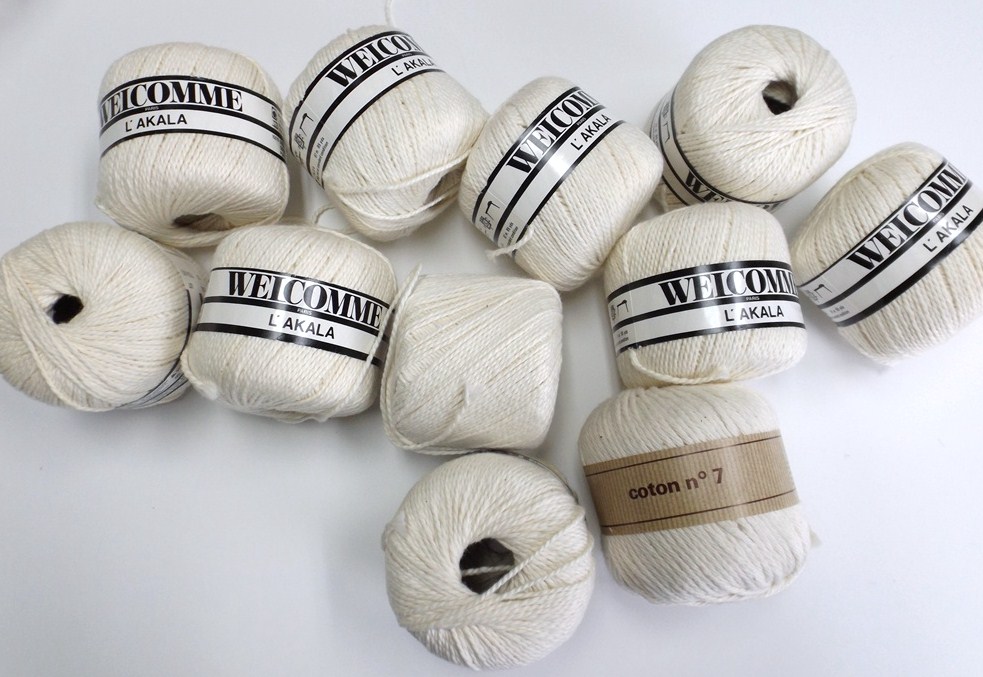 Eleven Skeins of French "Welcomme L'Akala" Cotton Knitting Yarn