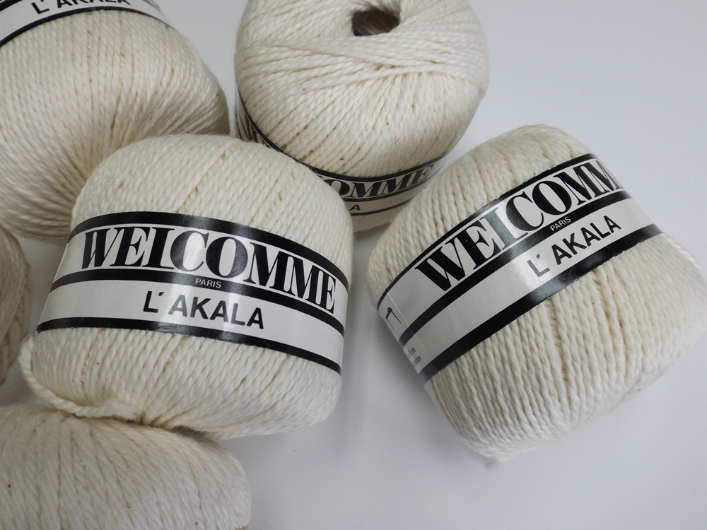 Eleven Skeins of French "Welcomme L'Akala" Cotton Knitting Yarn