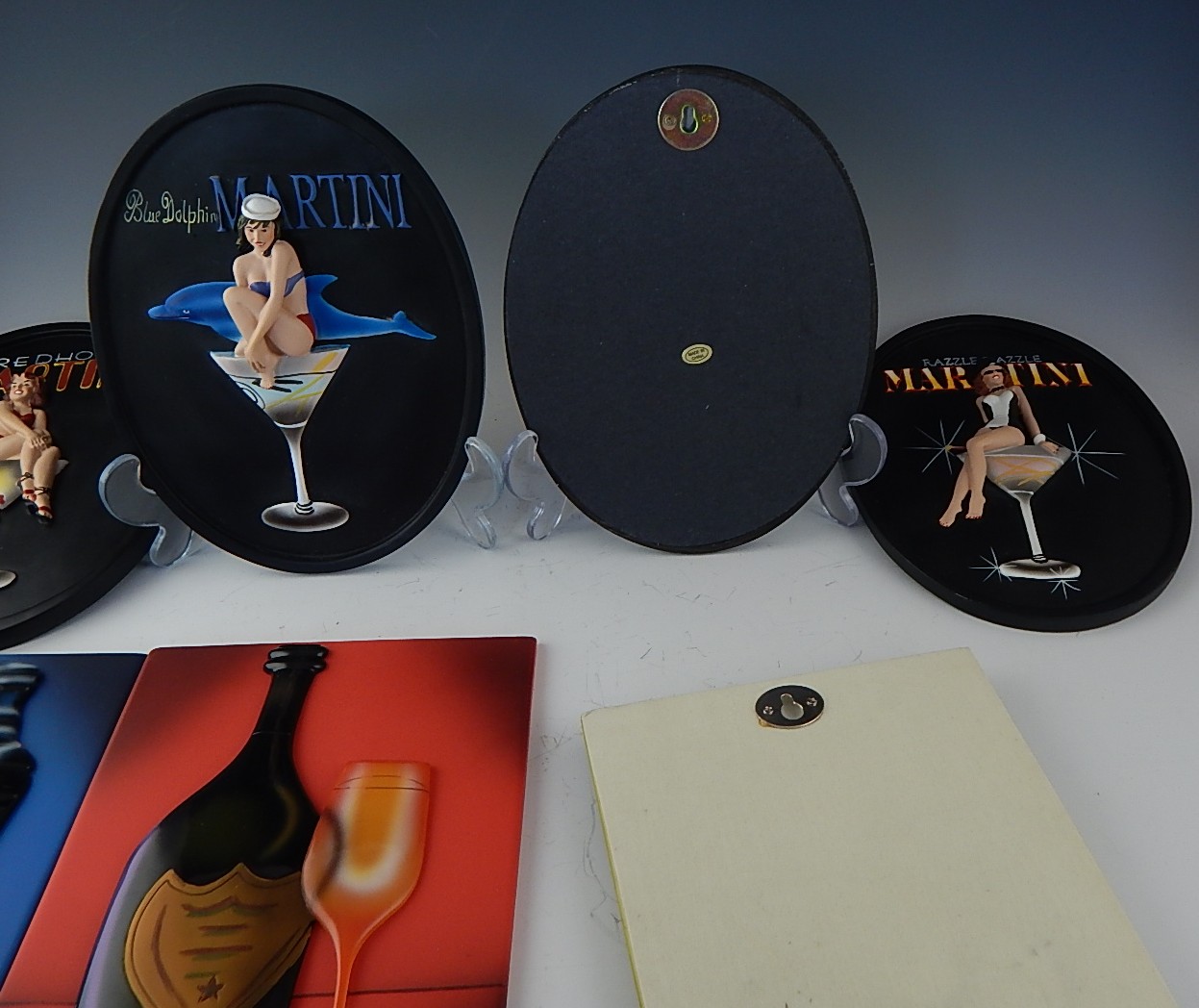 Set of Eight Bar Themed Tiles/Plaques