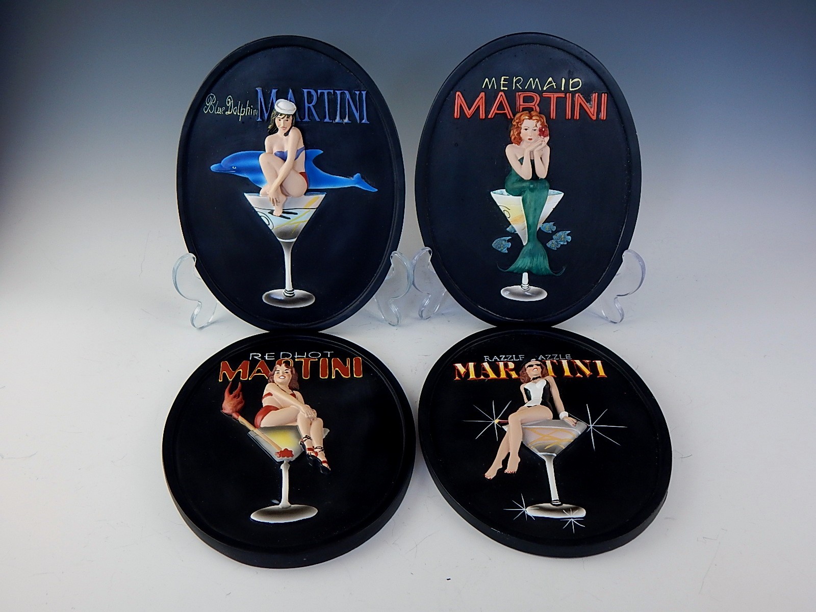 Set of Eight Bar Themed Tiles/Plaques