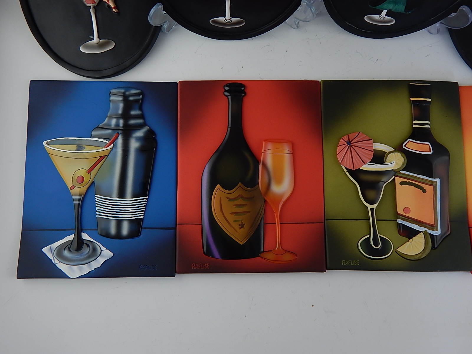 Set of Eight Bar Themed Tiles/Plaques