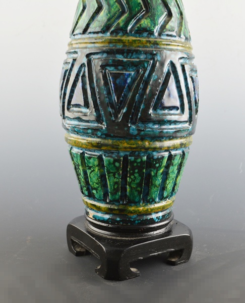 Italian Clay Vase on Wood Stand