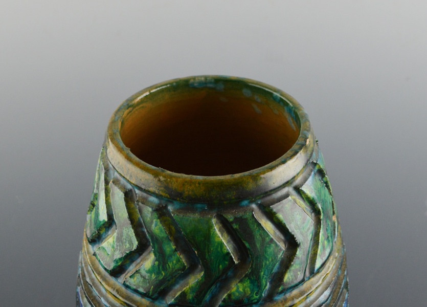 Italian Clay Vase on Wood Stand