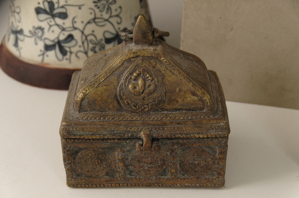 Vintage Chinese Pottery with Carved Soapstone Guardian Lion