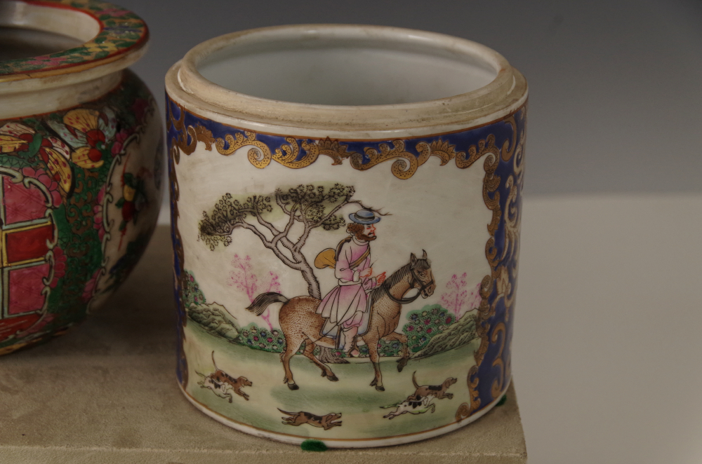 Vintage Chinese Pottery with Carved Soapstone Guardian Lion