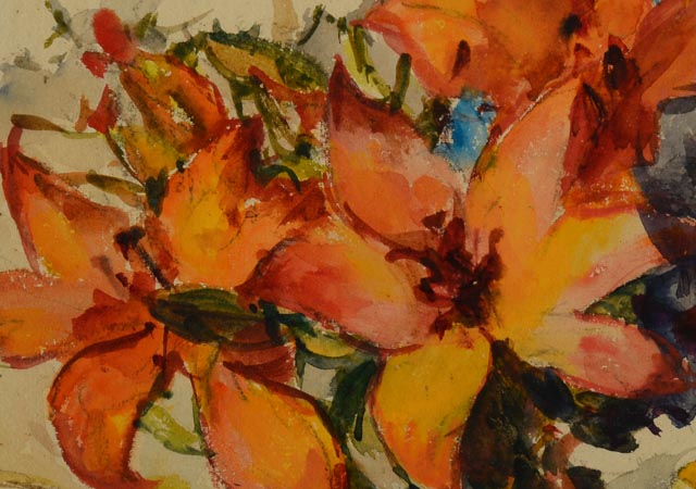 Original Shirley Russell Watercolor Still Life