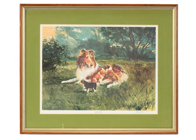 James Franzen Signed Lithography Print "American Collies"