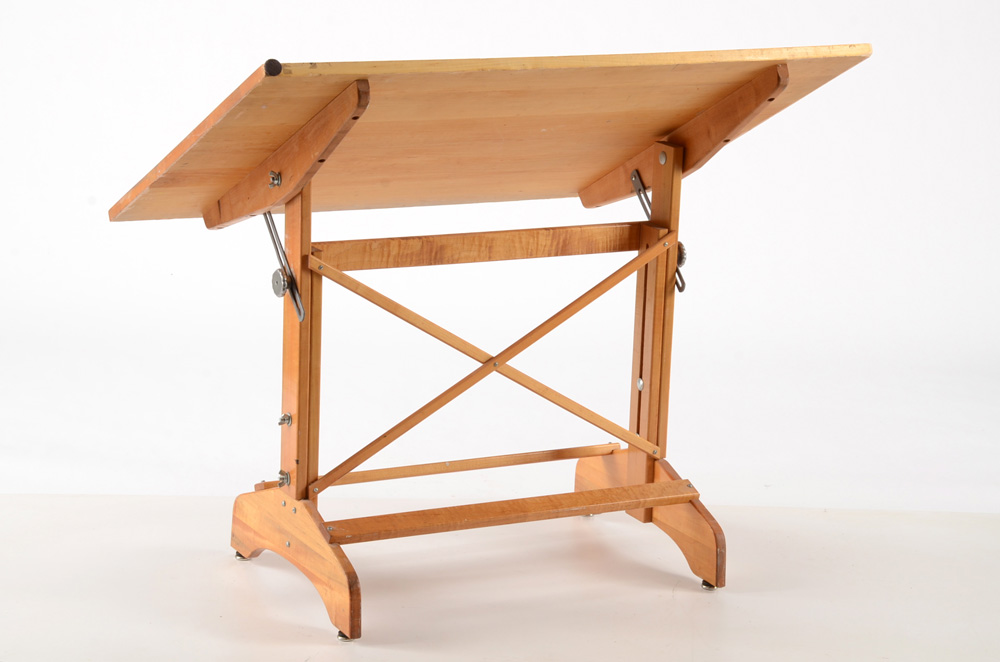 Contemporary Hardwood Drafting Table